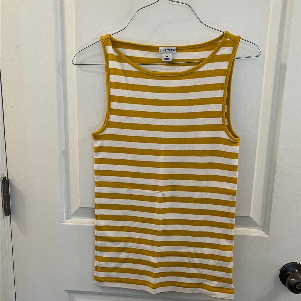 J. Crew Striped Yellow & White Sleeveless Tank